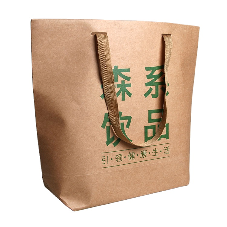 Package Printing Supplier Custom Paper Hand Bag For Fresh Foods 