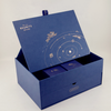 Special Design Double Deck Hot Stamp Logo Printed Mooncake Packaging Blue Drawer Gift Box 