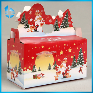 OEM Printed Christmas Apple Fruit Packaging Box Apple Packaging Fold Bag Christmas Eve Gift Paper Box With Handle
