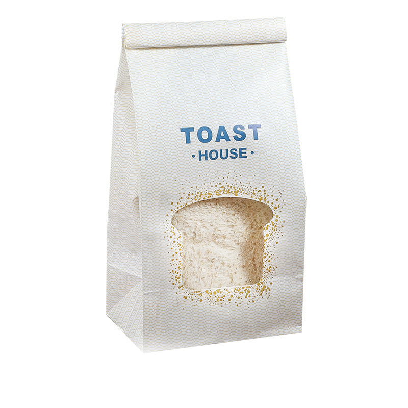 window opening and film covering bread packaging bag with sealing strip