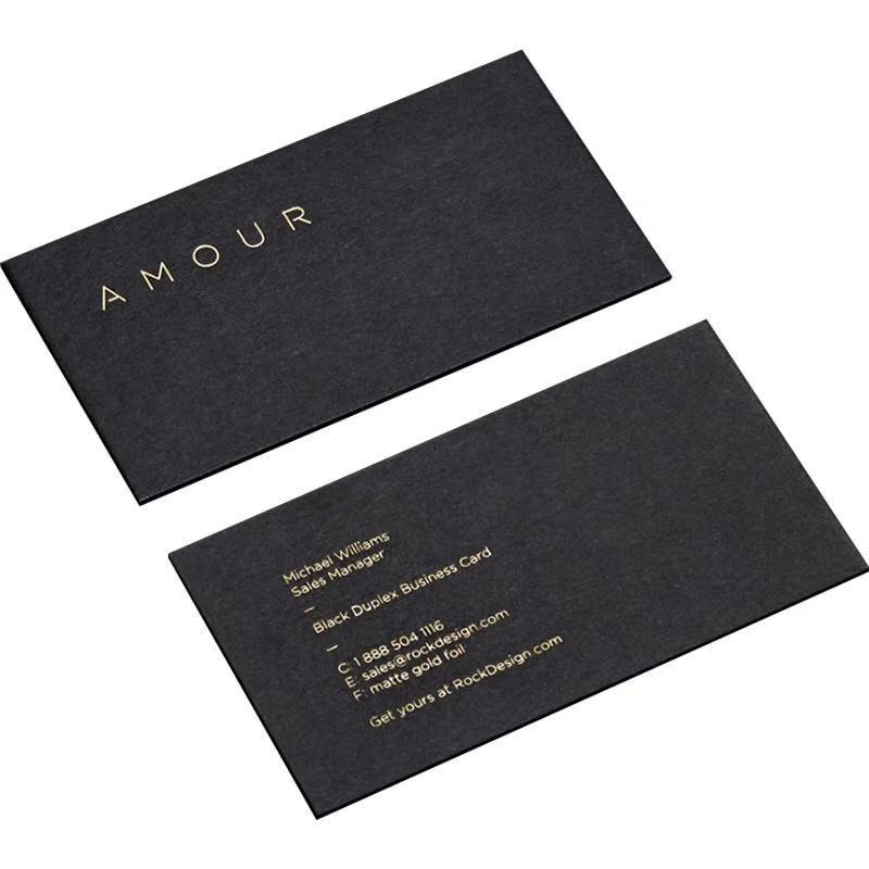 Hot-sale 2021 Custom Gold Stamping greeting card Full Color printing Black paper business cards
