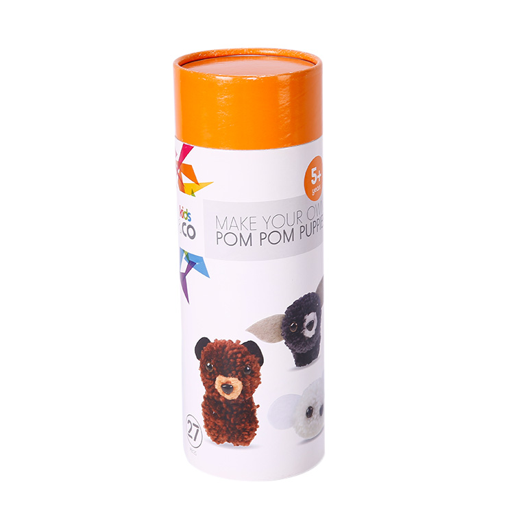 Custom High Quality Cylinder White Paper Kids Gift Cardboard Packaging Round Box with Lid