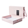 Customized logo gift paper drawer ribbon pull out box pink ,bag box paper with handle