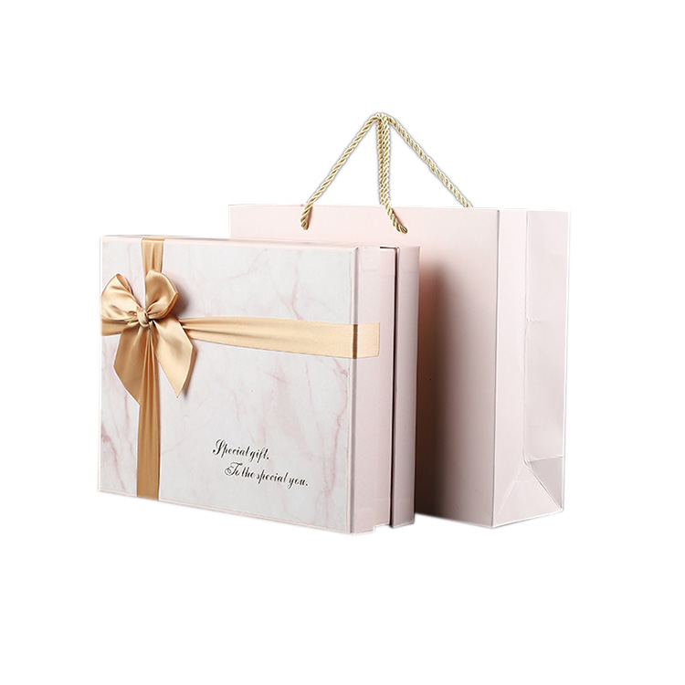 High Quality European Marble Bowknot Rectangle With Hand Gift Wedding Handbag World Cover Gift Box Set