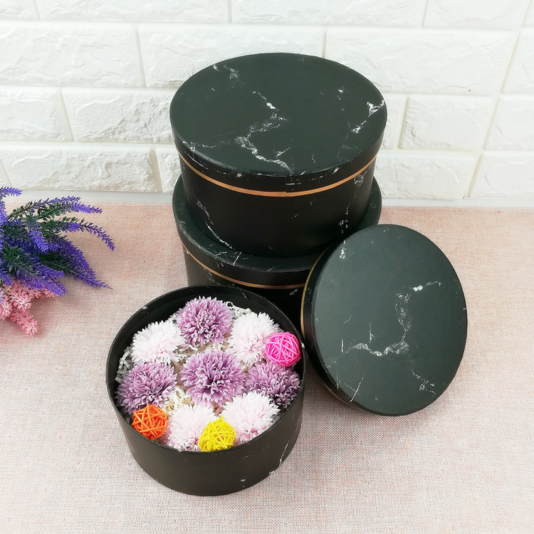 Chinese Wholesale Marble Hot Stamping Cardboard Round Flower Box