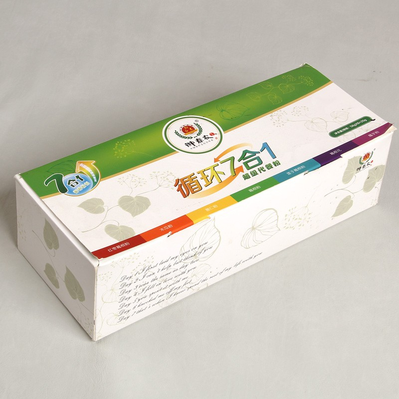Green Food Coarse Cereals Powder Packaging Box For 7 Days Diet Planning