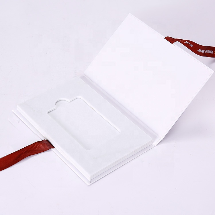 Fashion Rigid Skincare White Paper Packaging Cosmetic Spa Box With Printing Ribbon Closure