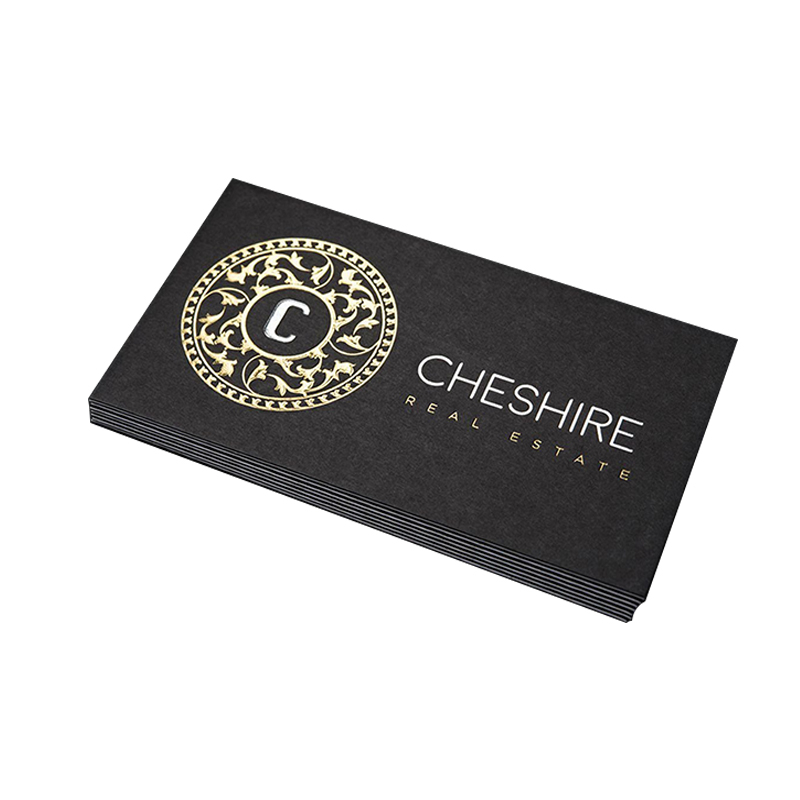 2021 Custom Grey Black paper Gold Foil Stamping business cards Printing
