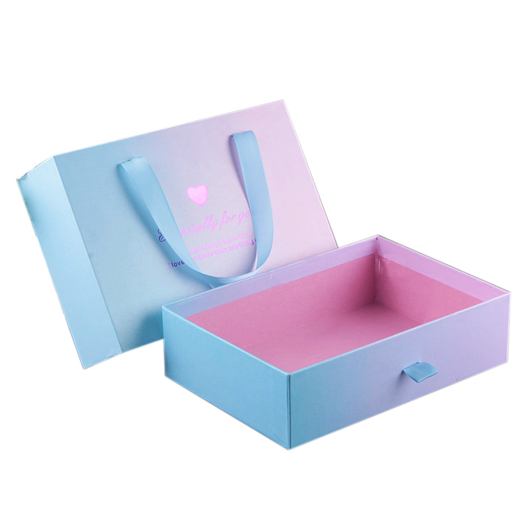 Wholesale High Quality Drawer Type Bowknot Rectangle With Hand Gift Handbag World Cover Gift Box Set For Love 