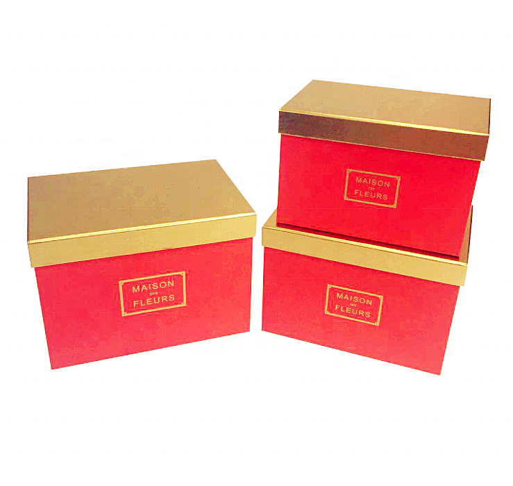 China Supplier Wholesale 3pcs A Lot Plain Flower Packaging Square Gift Box