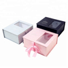 Luxury Black Paperboard Flower Wedding Favor Paper Gift Box With Clear Pvc Window