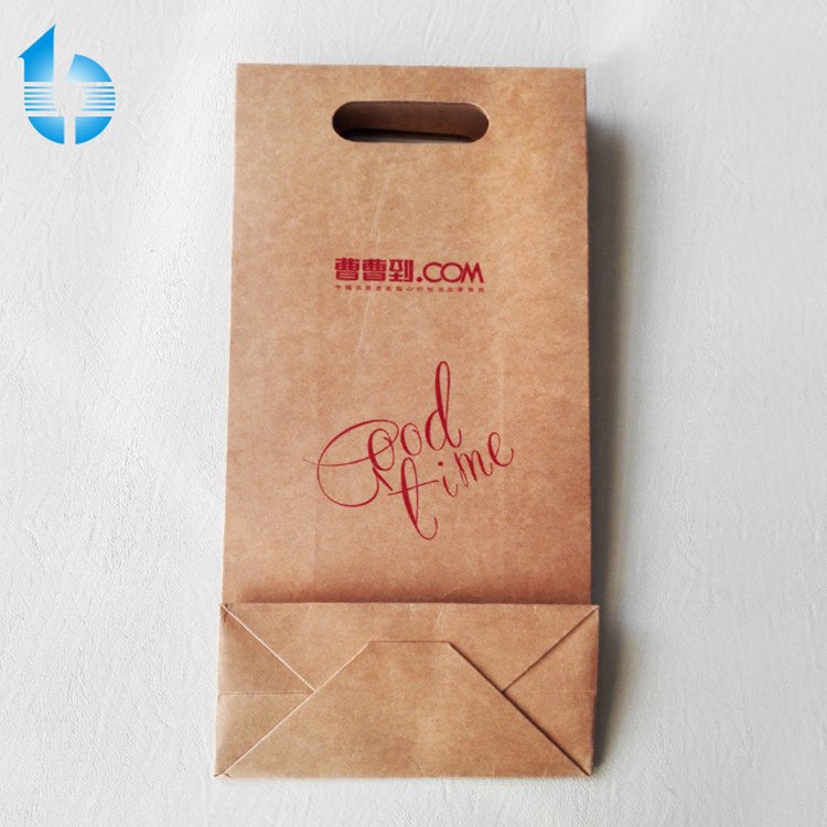 Customized Thicken Kraft Paper Bag With Handle Hole For Foods On Taobao